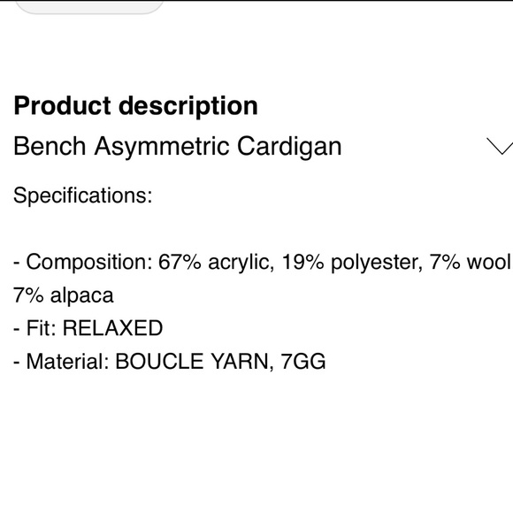 Bench Asymmetric Cardigan Black Boucle Long Line Size XS - Picture 13 of 13